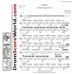Florida Georgia Line - Cruise - Drum Sheet Music